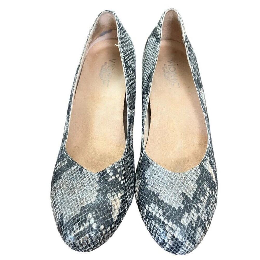 Vionic Gray Snakeskin Wedge Heels - Picture 6 of 16